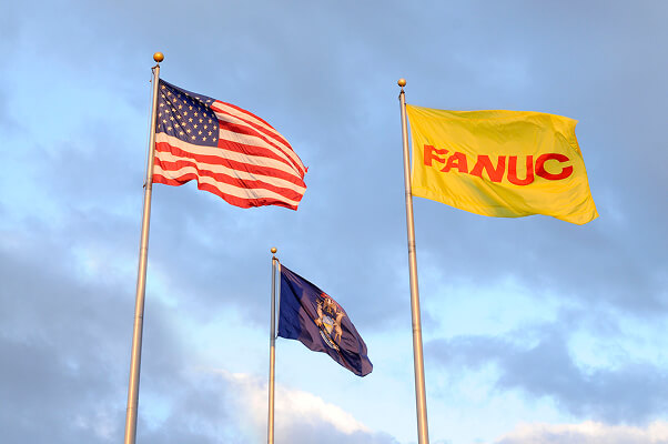 USA FANUC and Michigan Flags