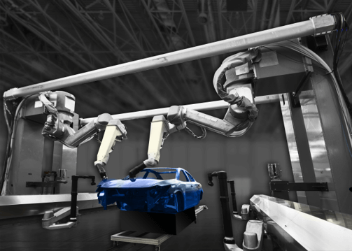 P-1000 and P-20 Robots with car