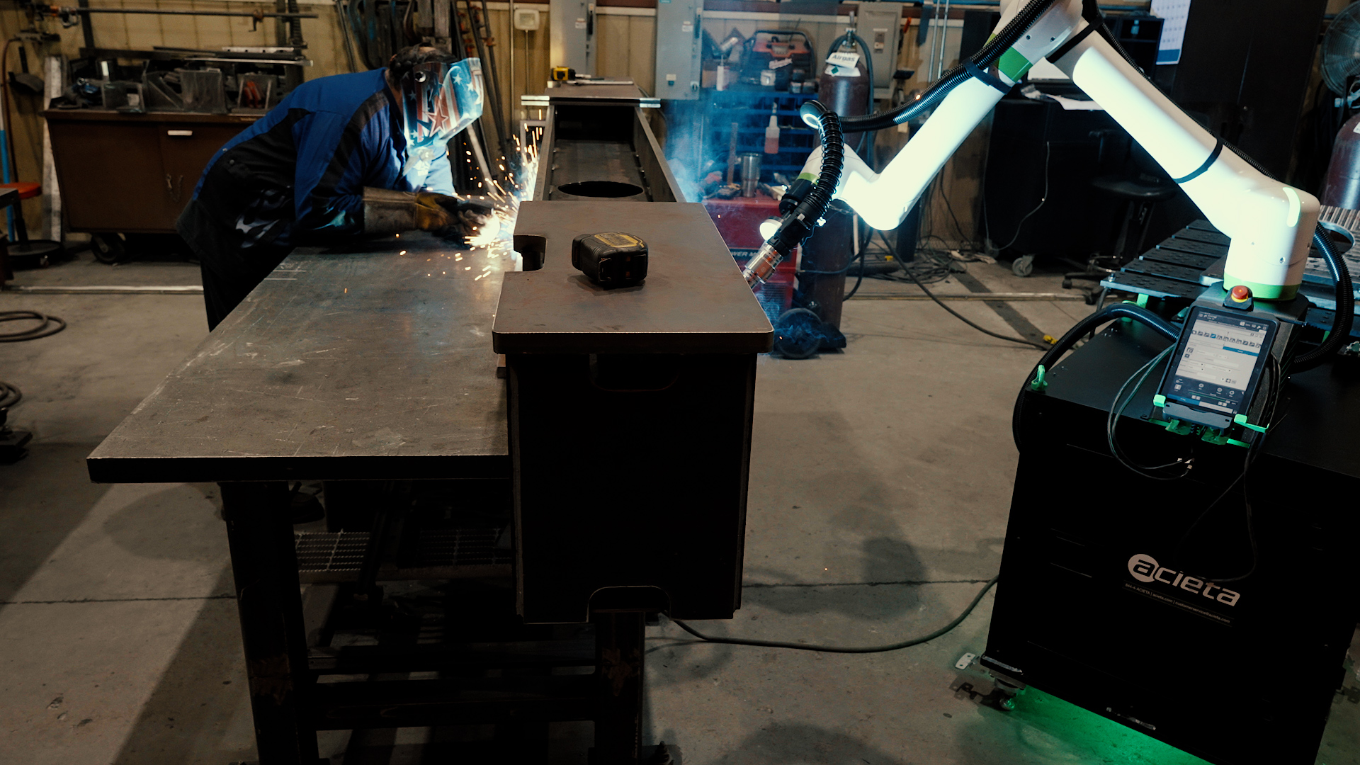 CRX Cobot Welding Robot in Collaboration with Manual Welder