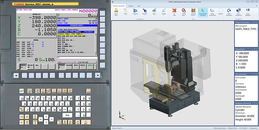 Cnc guide with 5 axis simulation