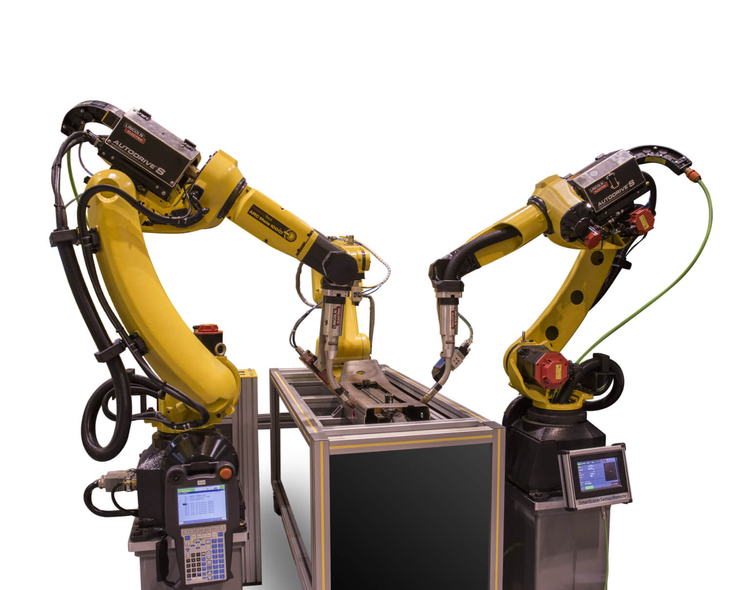 Dual arc welding laser guided wide shot