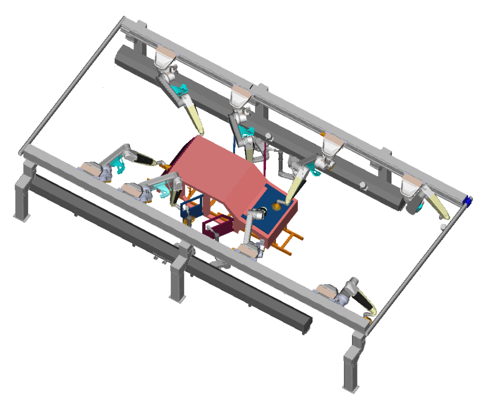 Workcell with simulation of robotic path
