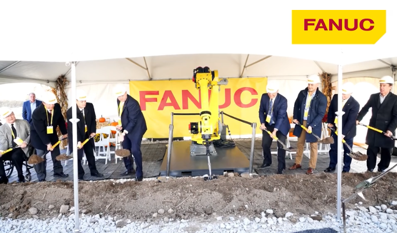 A Robot Helps FANUC America Break Ground on New Facility in Auburn Hills Michigan