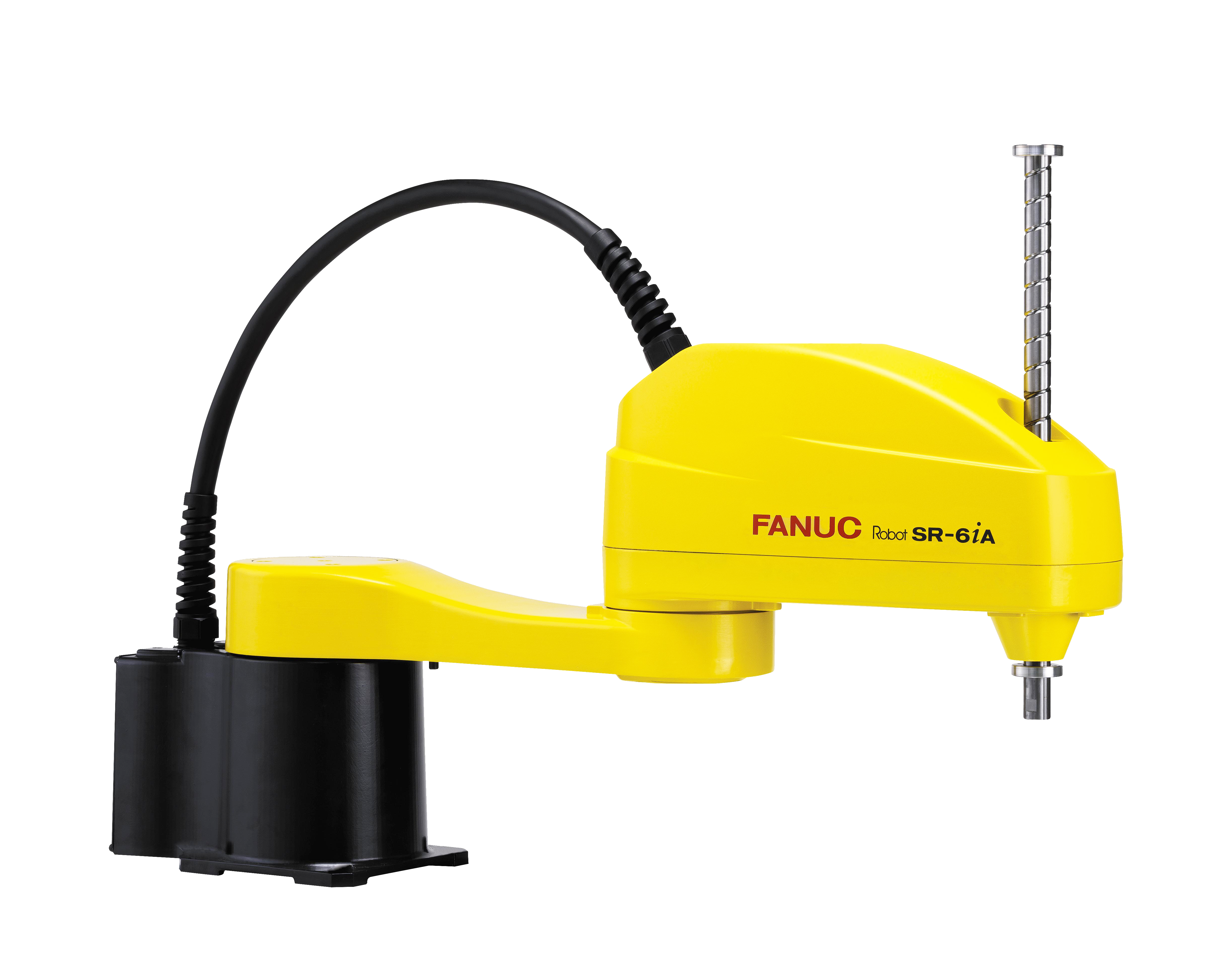 FANUC SR-6iA yellow SCARA robot with vertical ball screw spindle